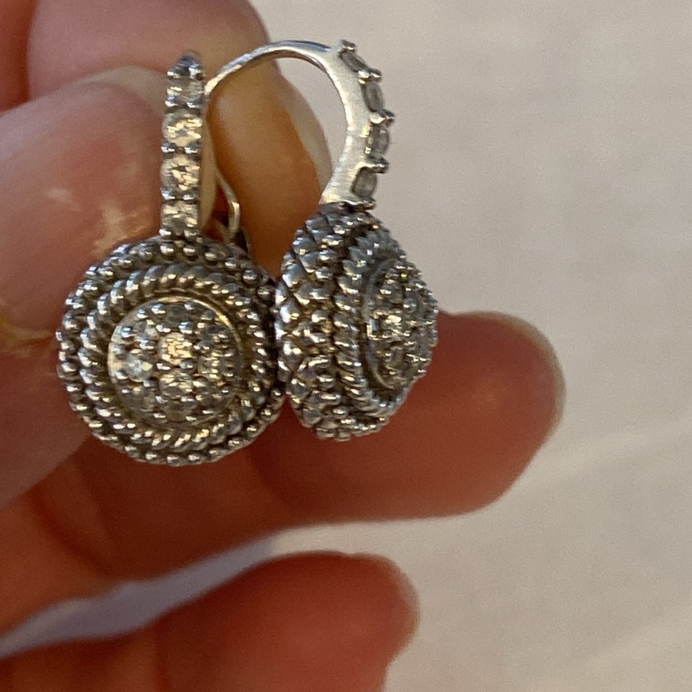 Judith Ripka sterling lever back earrings